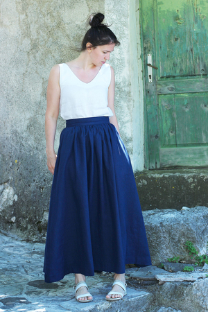 Distinctly feminine Lotika linen maxi skirt for women and girls - designed and sewn in our countryside workshop. natural
